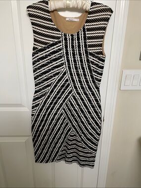 Designer dress, Bailey 44, Black and White Striped Textured